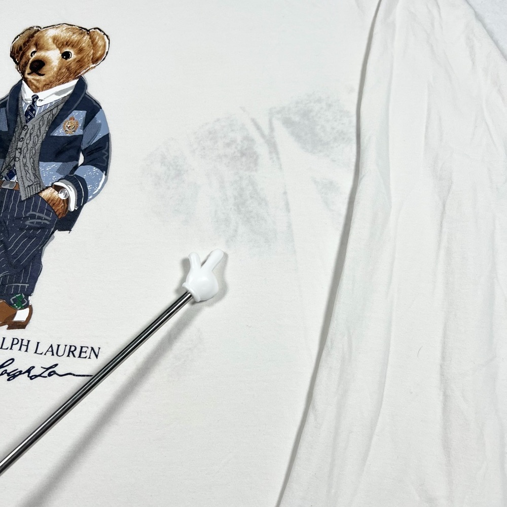 Polo Ralph Lauren Football Bear Long Sleeve White T-Shirt Mens Size XXL - Picture 4 of 10